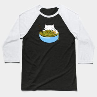 Cute cat eating ramen noodles Baseball T-Shirt